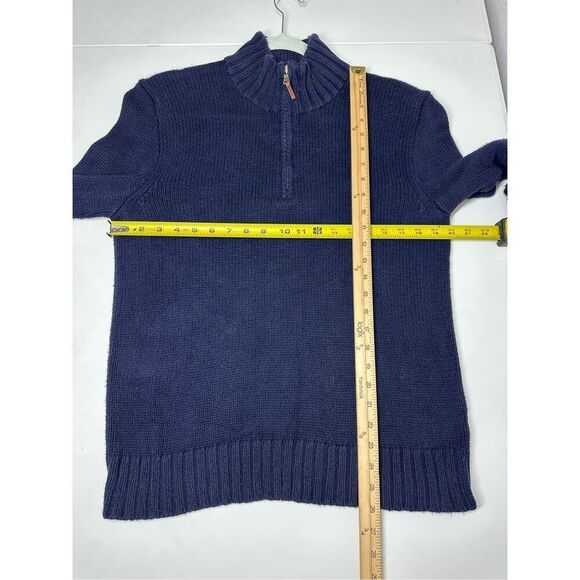 Vintage Polo Ralph Lauren Cotton 1/4 Zip Knit Sweater Turtleneck Logo Sz M Navy - Picture 7 of 11